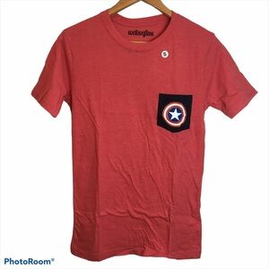 WeLoveFine Marvel Captain America Pocket Shirt Red White Blue Small S Fandom